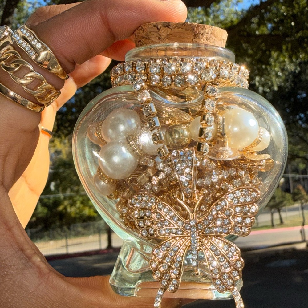 Gold Butterfly Ring with Crystals